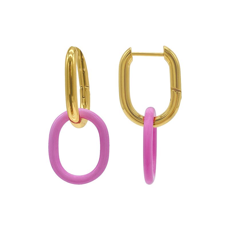 Adornia 14k Gold Plated Pink Link Drop Earrings, Womens