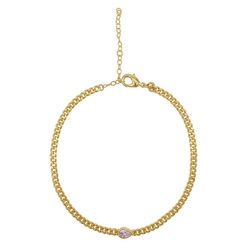28240573 Adornia 14k Gold Plated Curb Chain Necklace with P sku 28240573