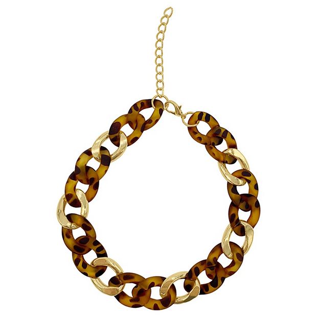 Adornia 14k Gold Plated Simulated Tortoise Shell Curb Chain Necklace