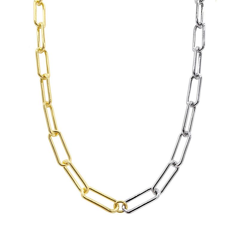 65902657 Adornia Two Tone Paper Clip Chain Necklace, Womens sku 65902657