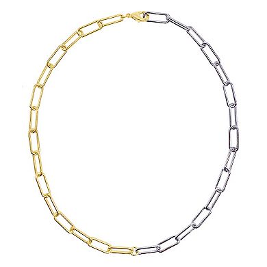 Adornia Two Tone Paper Clip Chain Necklace