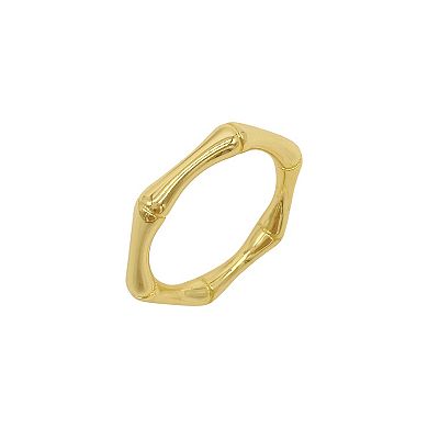 Adornia 14k Gold Plated 3 mm Bamboo Band Ring