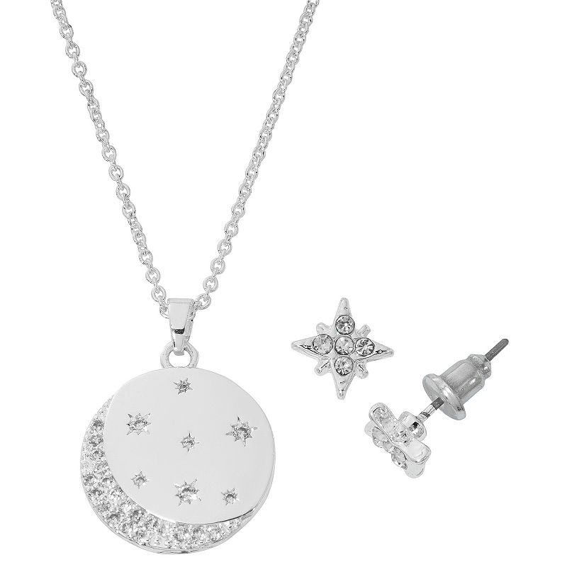 Danecraft Moon and Stars Pendant Necklace and Earring Set, Womens, Size: 