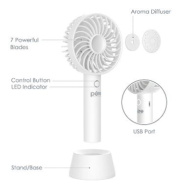 Pure Enrichment PureBreeze Personal Handheld Fan with Base