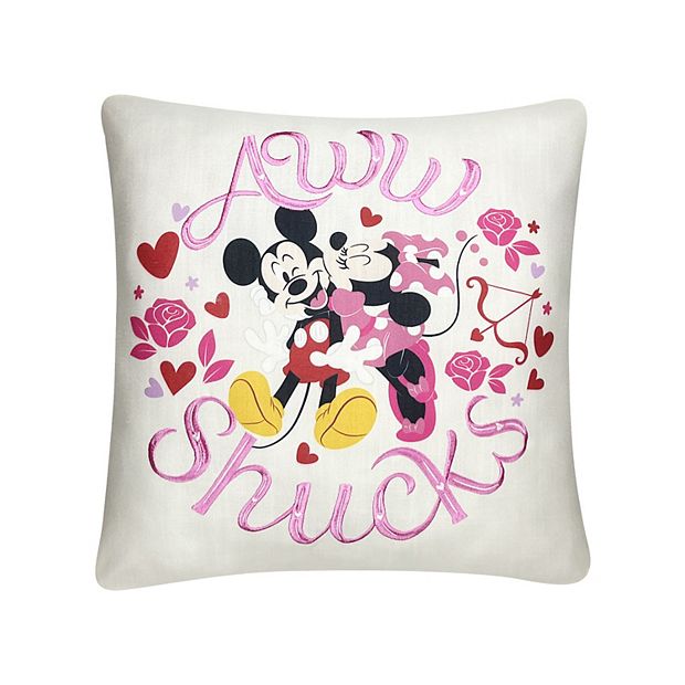 Disney Mickey and Minnie Hearts Valentine's Day Red Throw Pillow, 18x18,  Multicolor