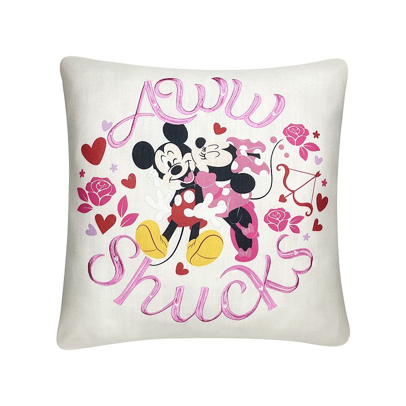 Celebrate Together Valentines Day Disneys Mickey & Minnie Throw Pillow, W