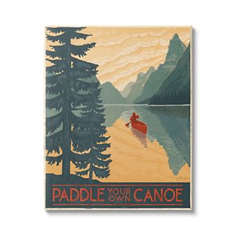 Stupell Home Decor Canoe Mountain Lake Canvas Wall Art