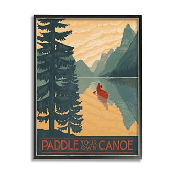 Stupell Home Decor Canoe Mountain Lake Framed Wall Art