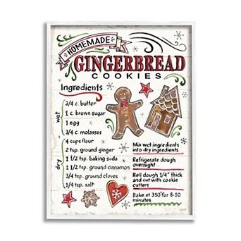 Stupell Home Decor Gingerbread Cookies Recipe Framed Wall Art