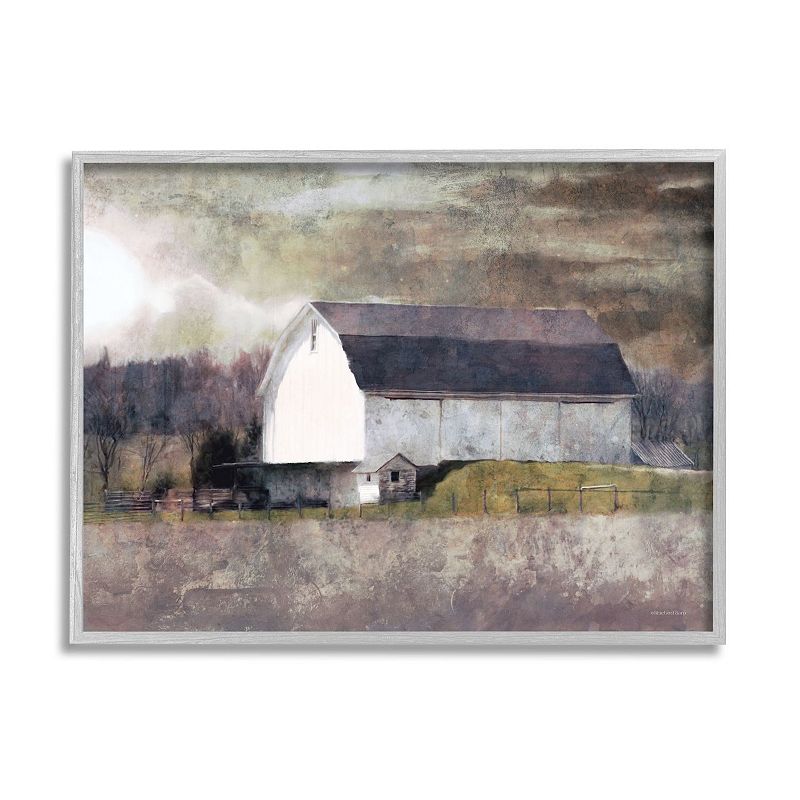 Stupell Home Decor Stormy Sky Country Farm Framed Wall Art, Gray