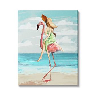 Stupell Home Decor Beach Flamingo Canvas Wall Art