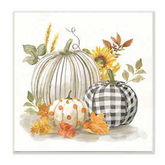 Stupell Home Decor Pattern Pumpkins Autumn Plaque Wall Art
