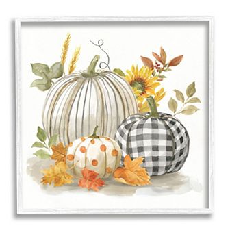 Stupell Home Decor Pattern Autumn Pumpkins Framed Wall Art