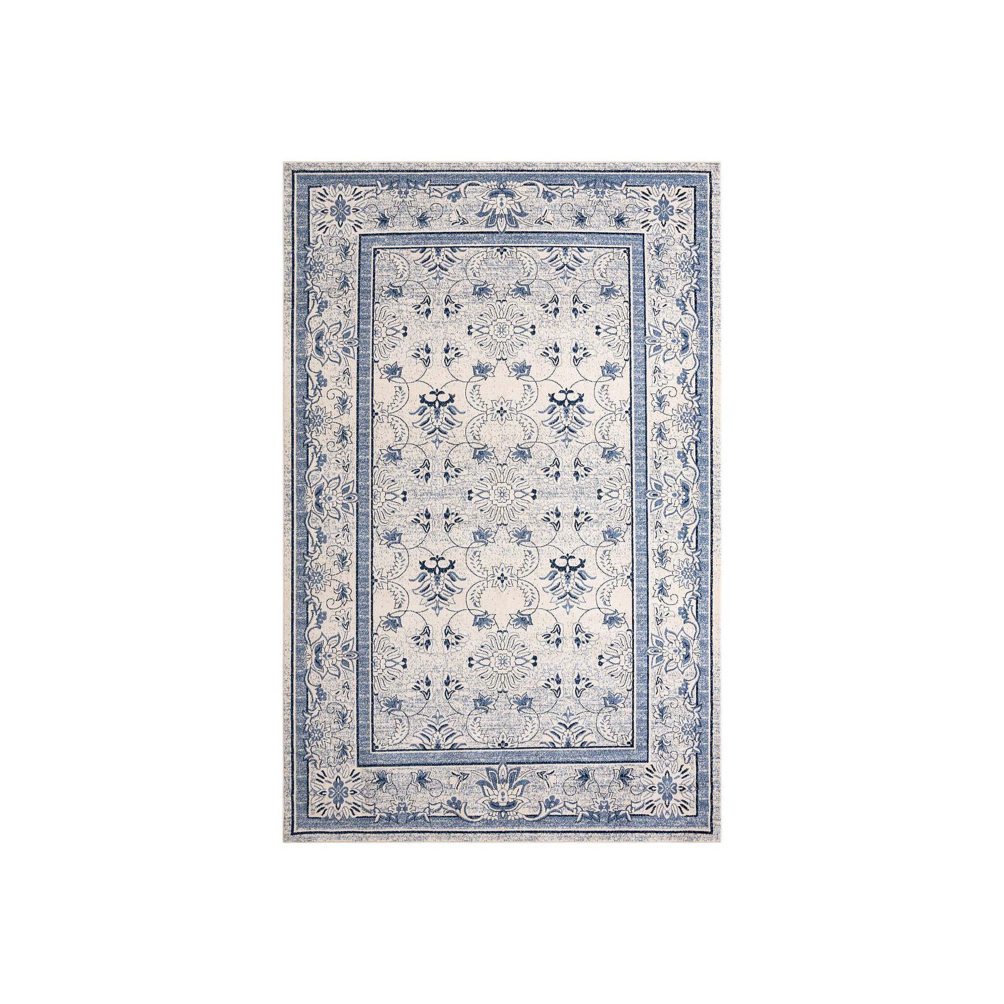 3123757 Unique Loom Botanica La Jolla Rug, Ivory Blue sku 3123757