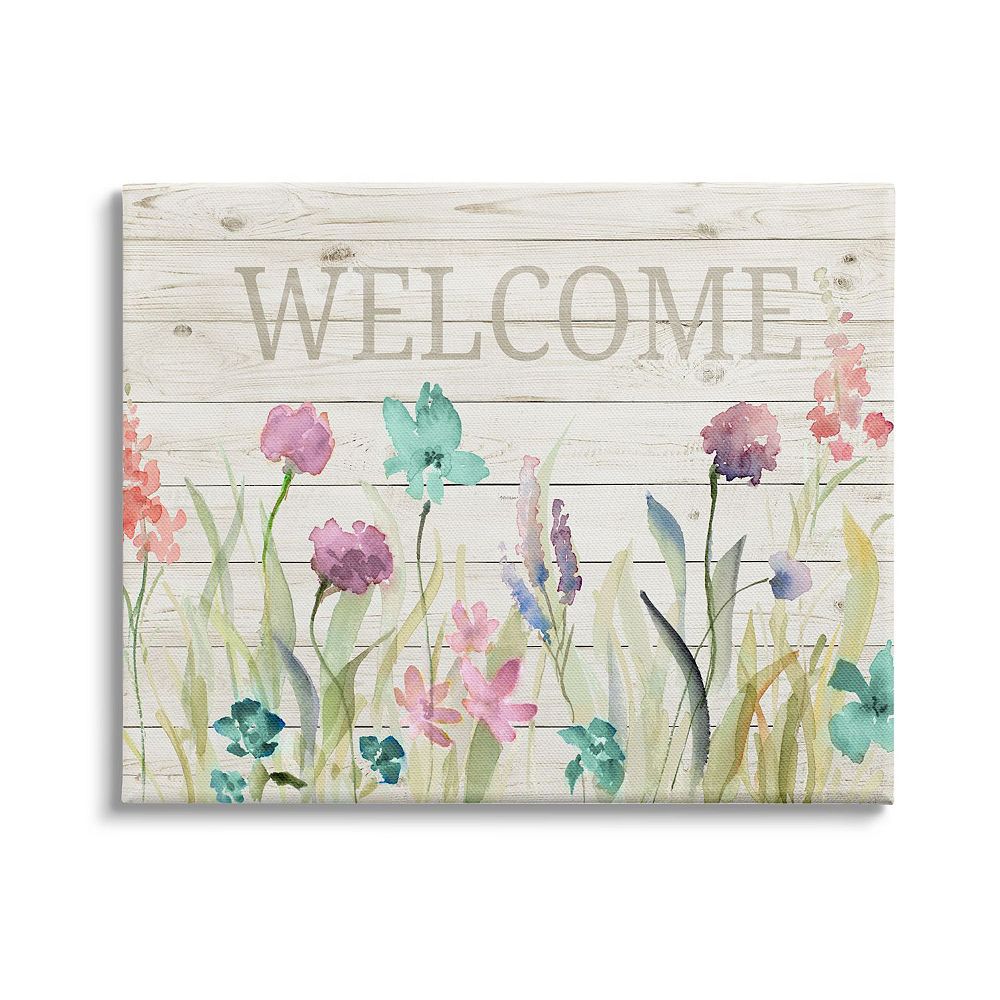Stupell Home Decor Welcome Spring Wildflower Canvas Wall Art