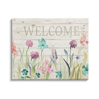 Stupell Home Decor Welcome Spring Wildflower Canvas Wall Art