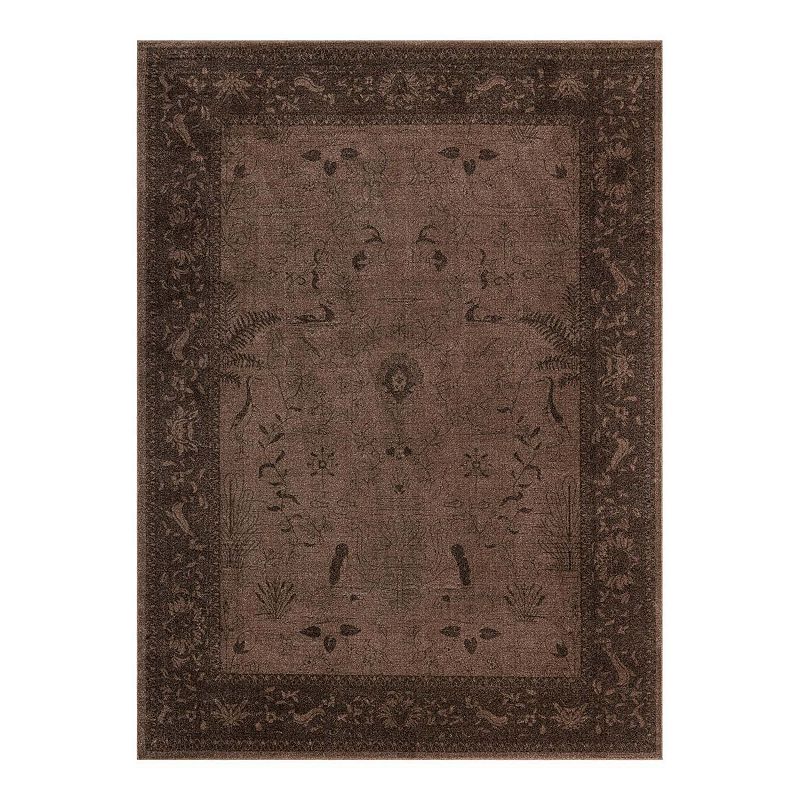 Unique Loom Floral La Jolla Rug, Brown, 12Ft Rnd