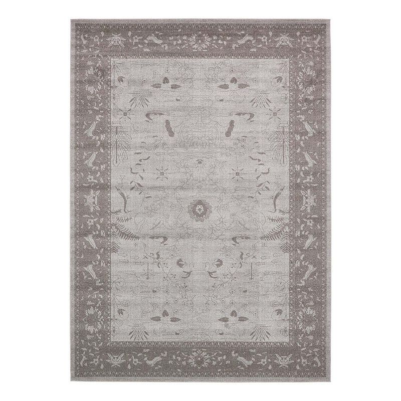 Unique Loom Floral La Jolla Rug, Grey, 10X14 Ft