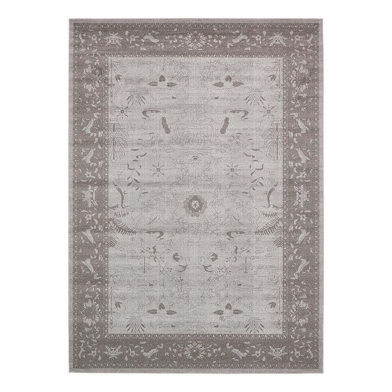 Unique Loom Floral La Jolla Rug, Grey, 8Ft Rnd