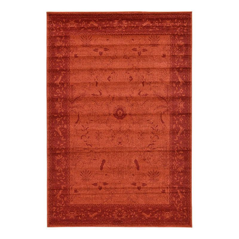 Unique Loom Floral La Jolla Rug, Orange, 9X12 Ft