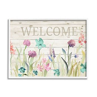 Stupell Home Decor Welcome Wildflower Meadow Framed Wall Art