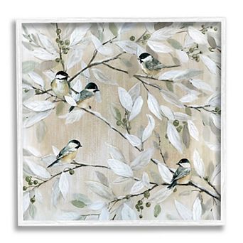 Stupell Home Decor Chickadee Birds Branch Framed Wall Art