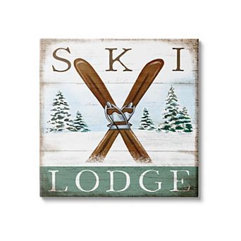 Stupell Home Decor Ski Lodge Rustic Cabin Canvas Wall Art