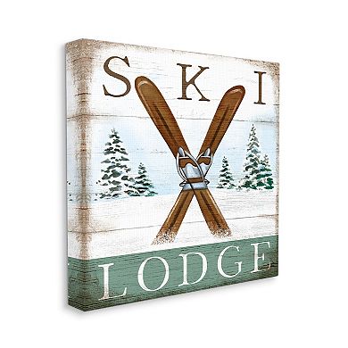 Stupell Home Decor Ski Lodge Rustic Cabin Canvas Wall Art