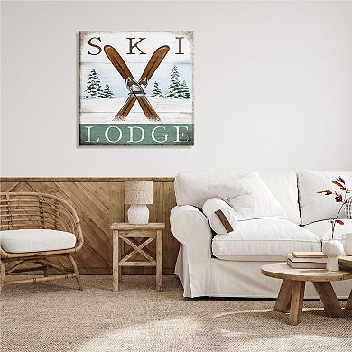 Stupell Home Decor Ski Lodge Rustic Cabin Canvas Wall Art
