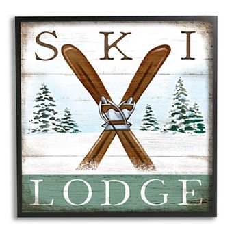 Stupell Home Decor Ski Lodge Rustic Cabin Framed Wall Art