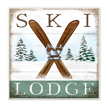 Stupell Home Decor Ski Lodge Rustic Plaque Wall Art