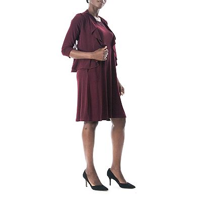 Women's Nina Leonard Ruffle Bolero & Dress Set