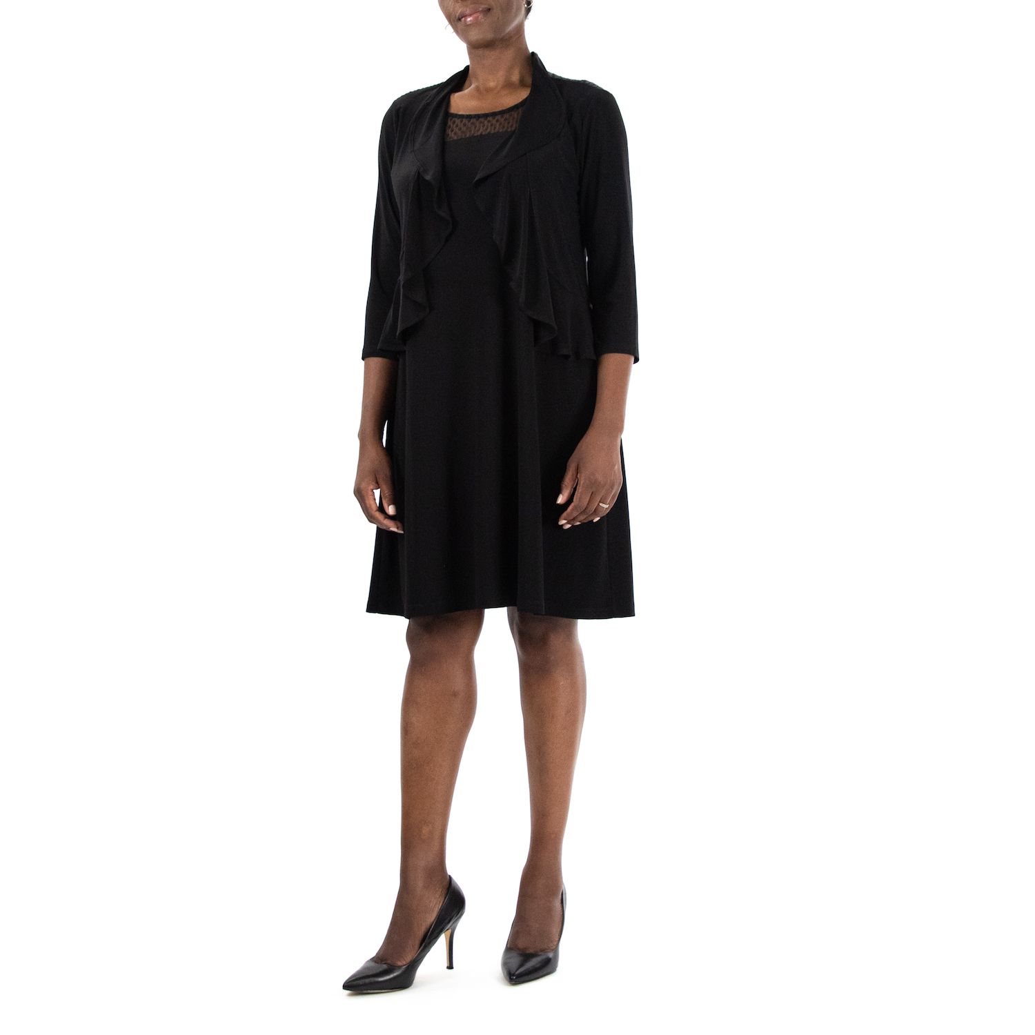 Женские платья Nina Leonard Ruffle Bolero & Dress Set