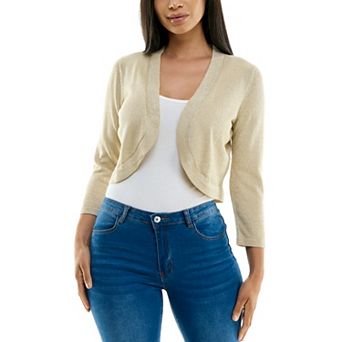 Women's Nina Leonard Shiny Metallic Bolero