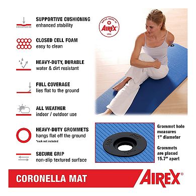 Airex Coronella Closed Cell Foam Fitness Mat With Grommets For Yoga & More