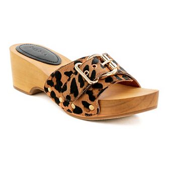 Rag & Co Polly Women's Leather Leopard Print Dress Sandals