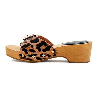 Rag & Co Polly Women's Leather Leopard Print Dress Sandals