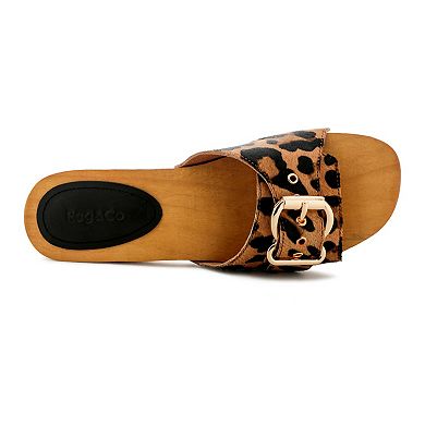 Rag & Co Polly Women's Leather Leopard Print Dress Sandals