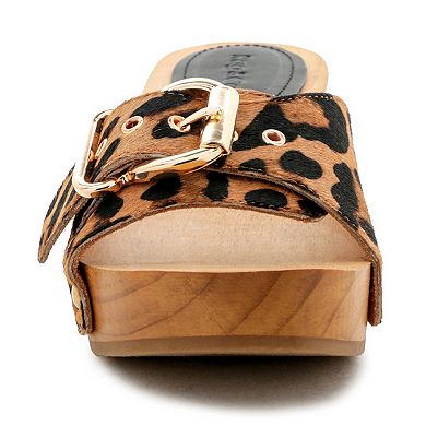 Rag & Co Polly Women's Leather Leopard Print Dress Sandals