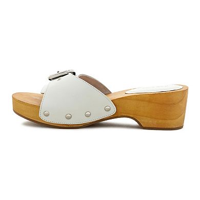 Rag & Co Polly Women's White Leather Clogs