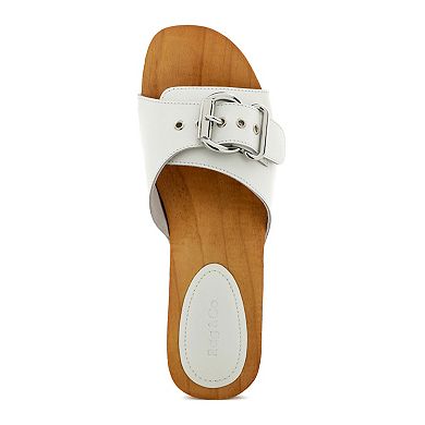 Rag & Co Polly Women's White Leather Clogs