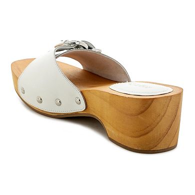 Rag & Co Polly Women's White Leather Clogs