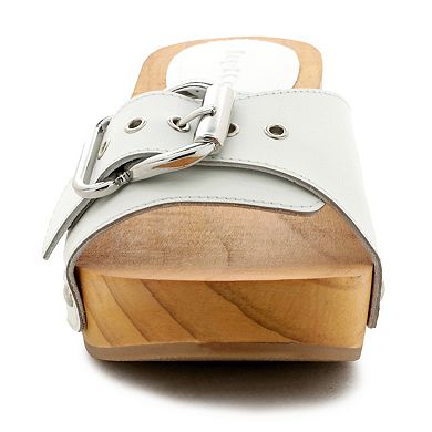 Rag & Co Polly Women's White Leather Clogs