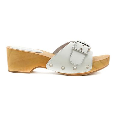 Rag & Co Polly Women's White Leather Clogs