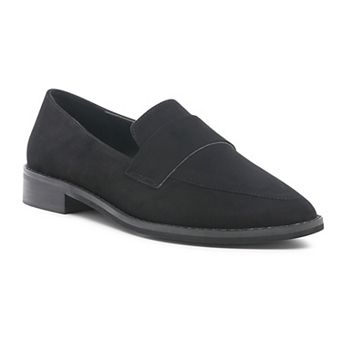 Rag & Co Zofia Women's Black Suede Penny Loafers