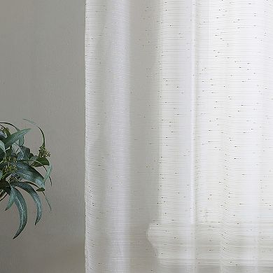 Beatrice Home Fashions Verona Set of 2 Metallic Sheer Window Curtain Panels