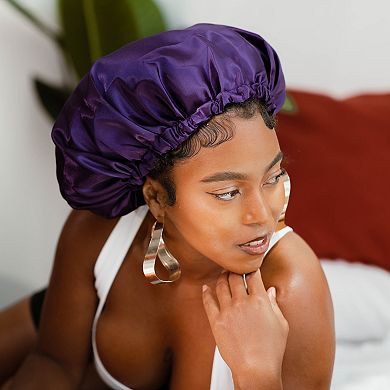 Cuffia Da Notte In Raso Glow By Daye, A Doppio Strato E Regolabile Extra Large Reversibile Con Stampa Afro Geo Fantasia In Bianco E Nero~p113790382