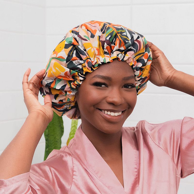 Glow by Daye Satin Lined Shower Cap, Multicolor