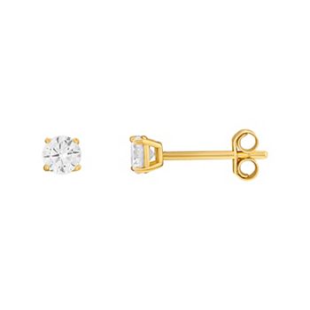 24k Gold-Over-Silver Cubic Zirconia Stud Earrings