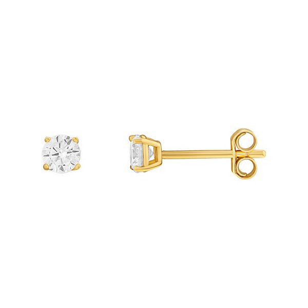 24k Gold-Over-Silver Cubic Zirconia Stud Earrings